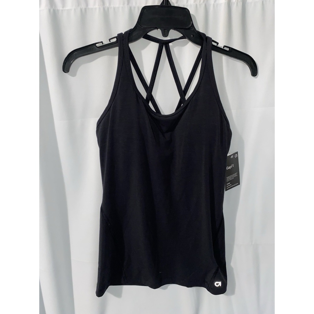 NWT GapFit Breathe Black DRY Built-in Low-Impact Sports Bra Tank Womens XS